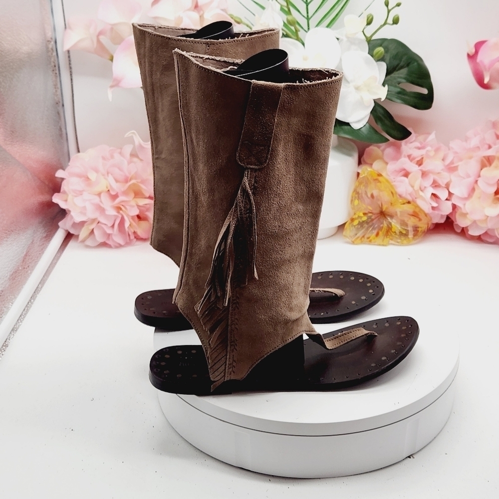 Musse And Cloud By Anthropologie Brown Suede Western Boot Sandal Sz 8 - Picture 11 of 16